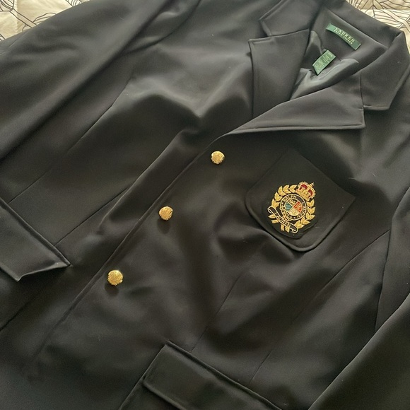 Ralph Lauren Navy Blazer with Green Label - Picture 3 of 6